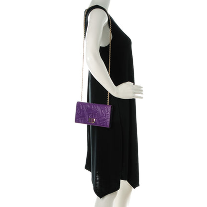 Fendi Nappa Logo Embossed Long Wallet On Chain Purple 2 of 9