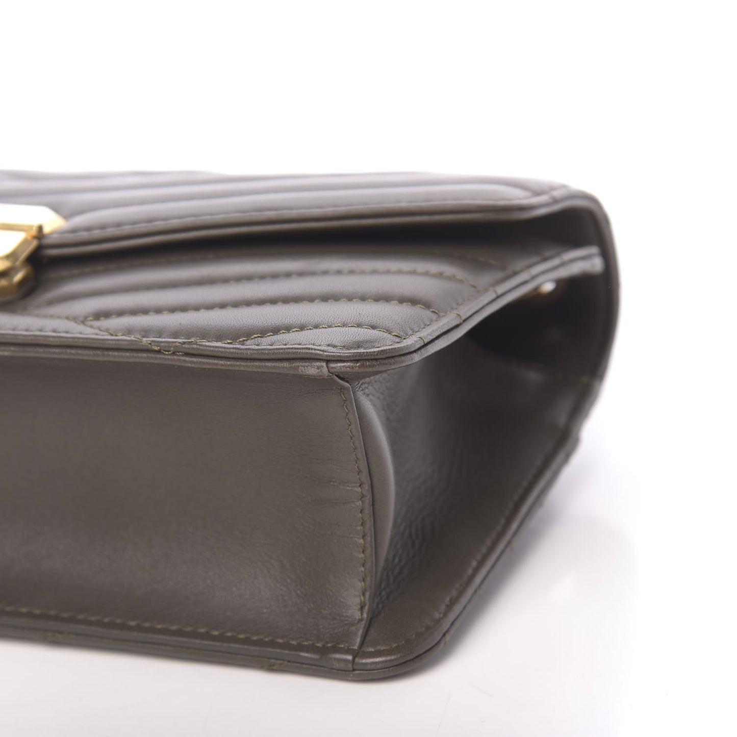 Calfskin Quilted Gabrielle Chevron Flap Grey
