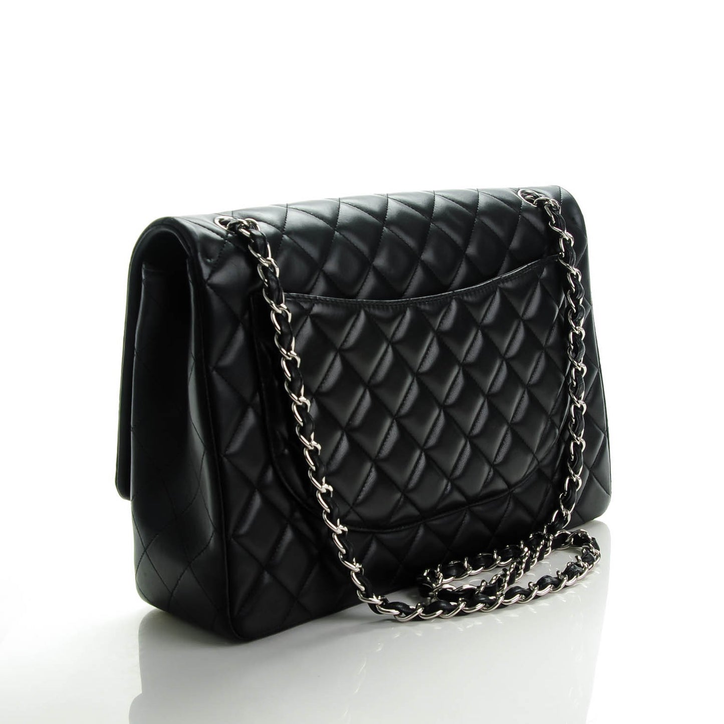 Lambskin Quilted Maxi Single Flap Black