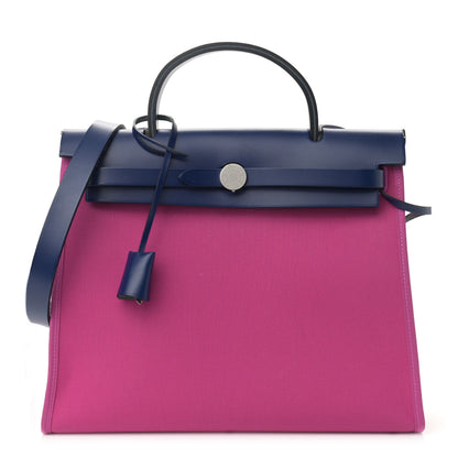 Hermes Vache Hunter Toile Officier Herbag Zip 31 PM Magnolia Bleu Saphir 1 of 11