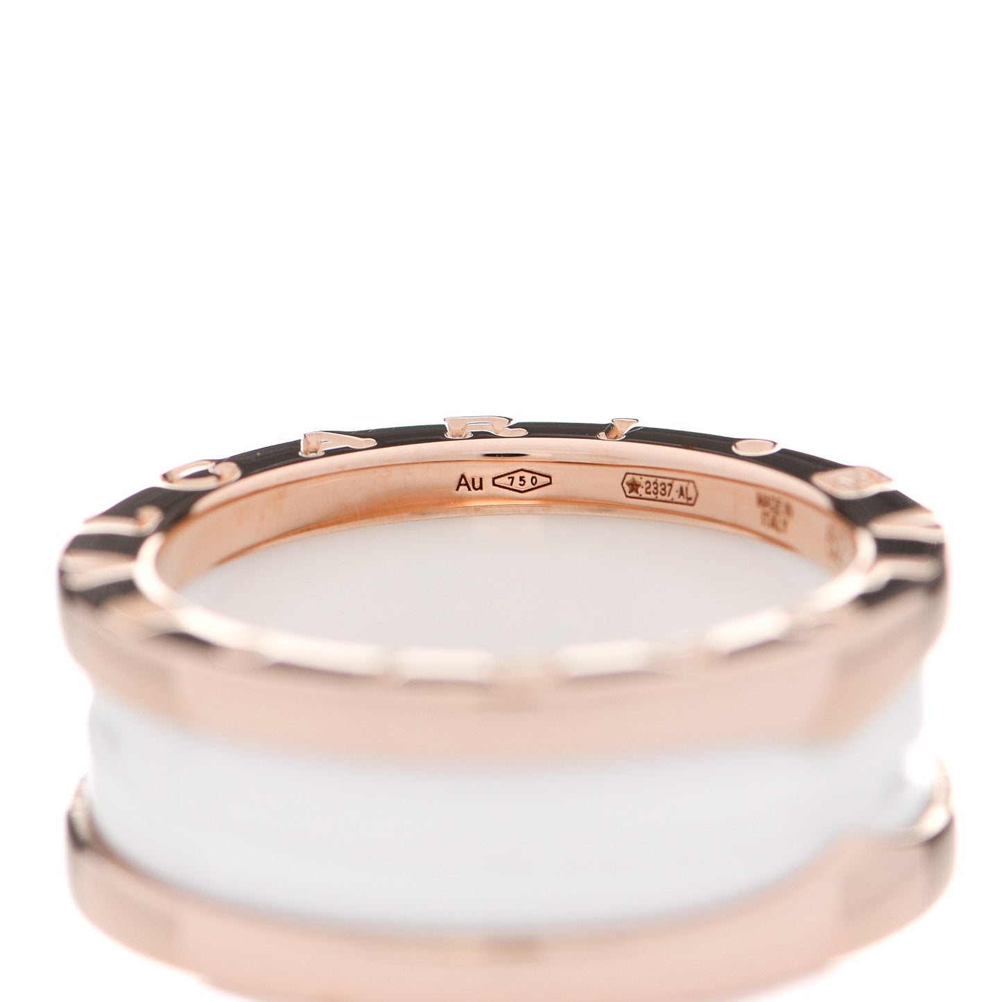 18K Rose Gold White Ceramic B.Zero1 Two-Band Ring 52 6