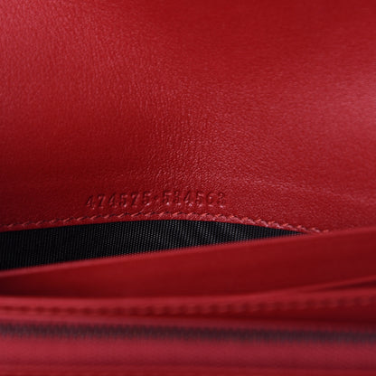 Gucci Velvet Matelasse GG Marmont Chain Wallet Hibiscus Red 7 of 11