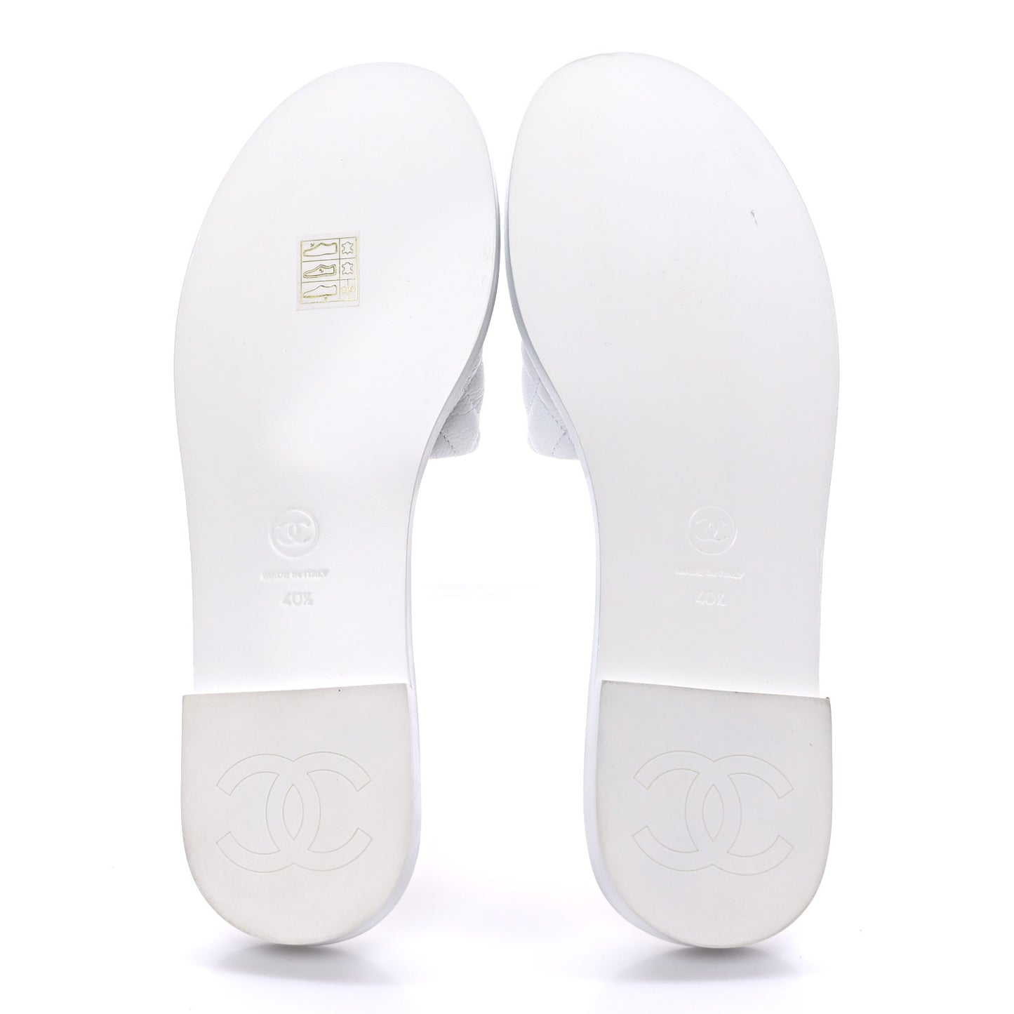 Shiny Goatskin Quilted CC Mules Sandals 40.5 White