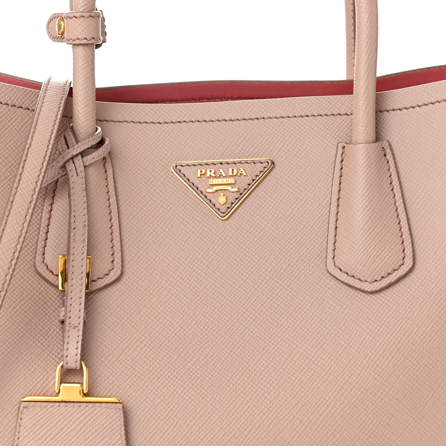 Prada Saffiano Cuir Medium Double Bag Cammeo Rosa 8 of 11