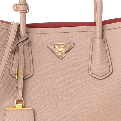 Prada Saffiano Cuir Medium Double Bag Cammeo Rosa 8 of 11