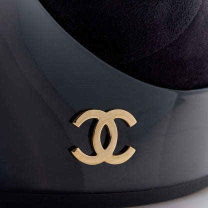 Chanel Patent Suede CC Platform Pumps 39.5 Black 9 of 10