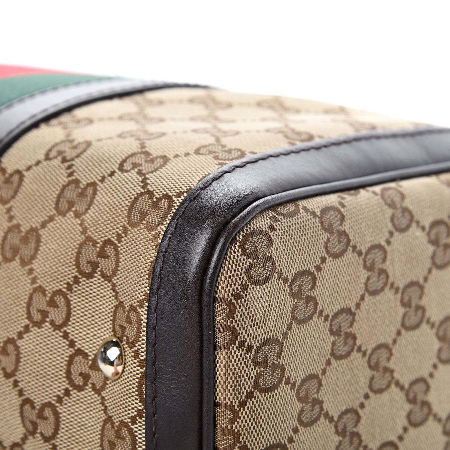 Gucci Monogram Vintage Web Medium Boston Dark Brown 13 of 21