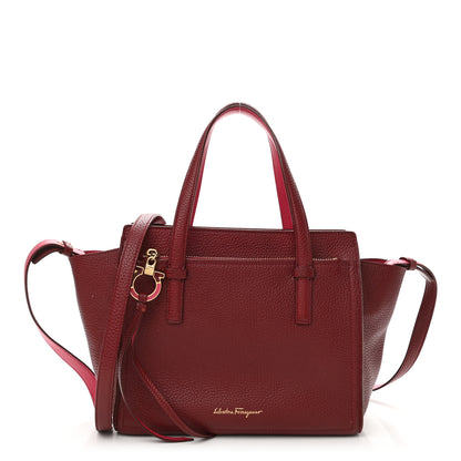 Salvatore Ferragamo Hammered Calfskin Double Handle Small Amy Tote Red 1 of 9