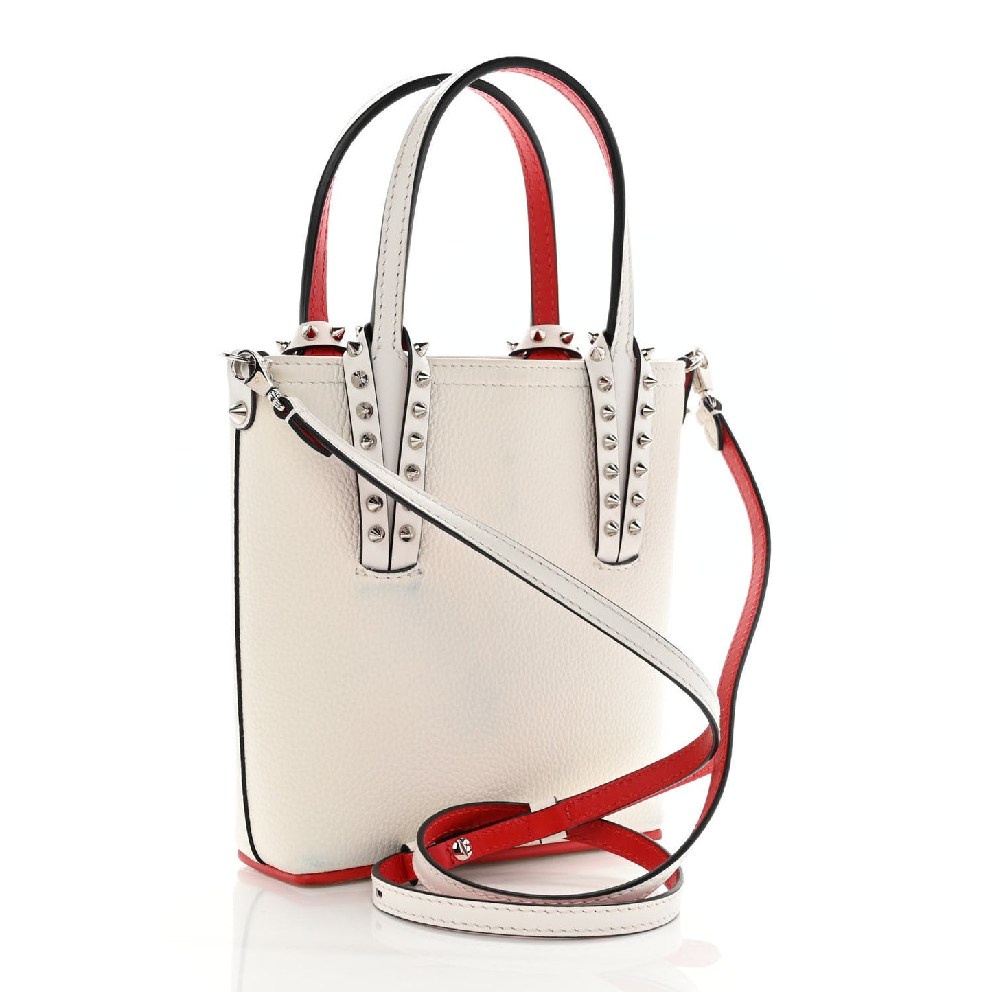 Calfskin Spikes Mini North South Cabata Tote White