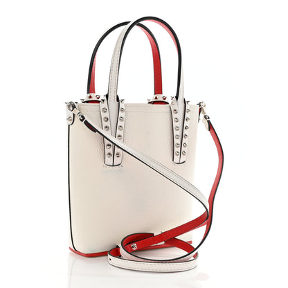 Christian Louboutin Calfskin Spikes Mini North South Cabata Tote White 3 of 12