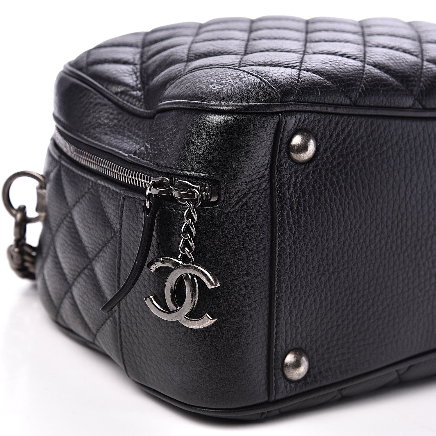 Chanel Calfskin Quilted Medium Airlines Round Trip Bowling Bag Black 7 of 11