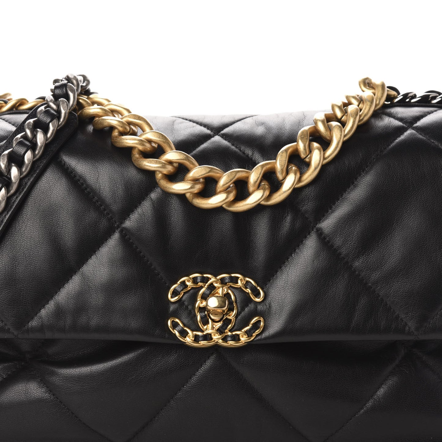 Goatskin Quilted Large Chanel 19 Flap Black