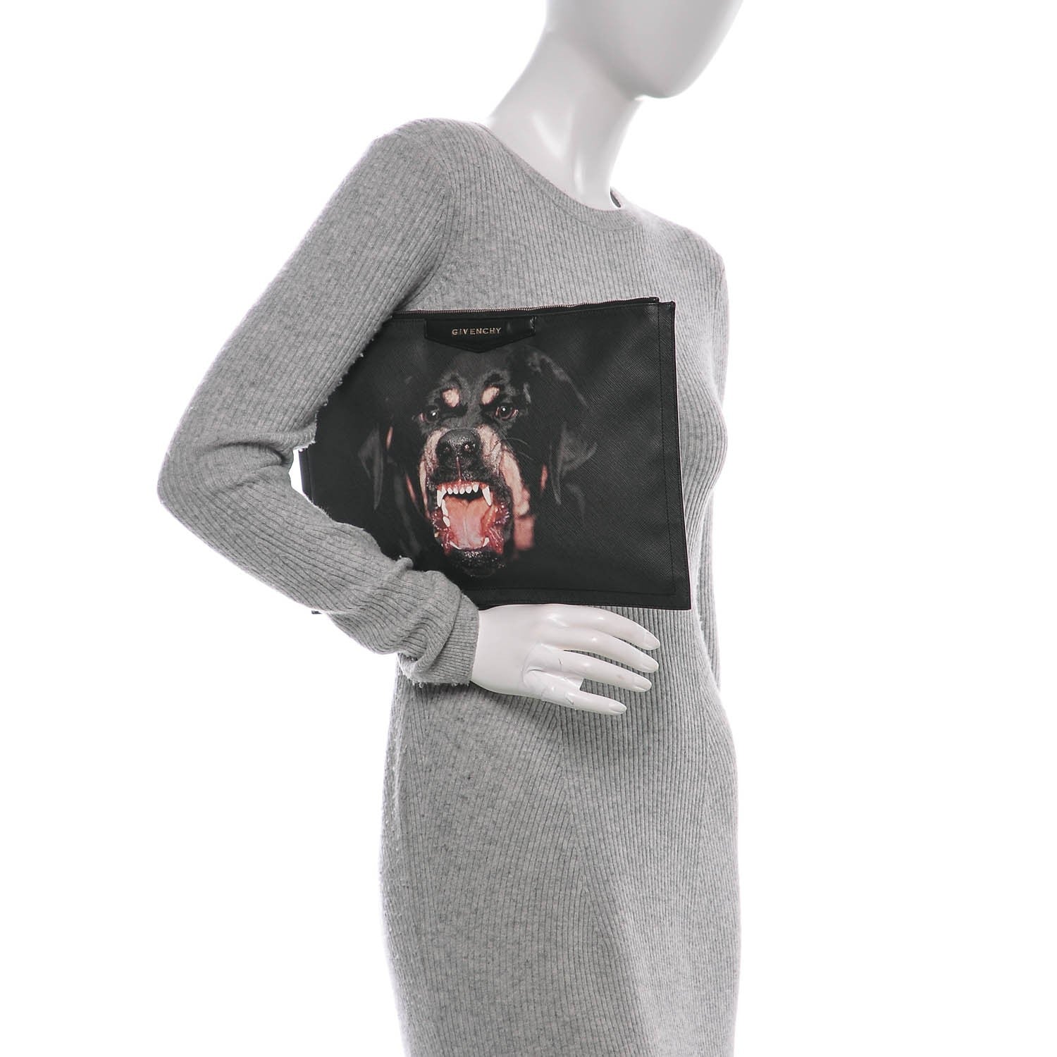 Givenchy Textured Coated Canvas Rottweiler Print Large Cosmetic Pouch Black 2 of 6