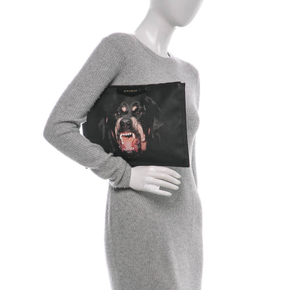 Givenchy Textured Coated Canvas Rottweiler Print Large Cosmetic Pouch Black 2 of 6