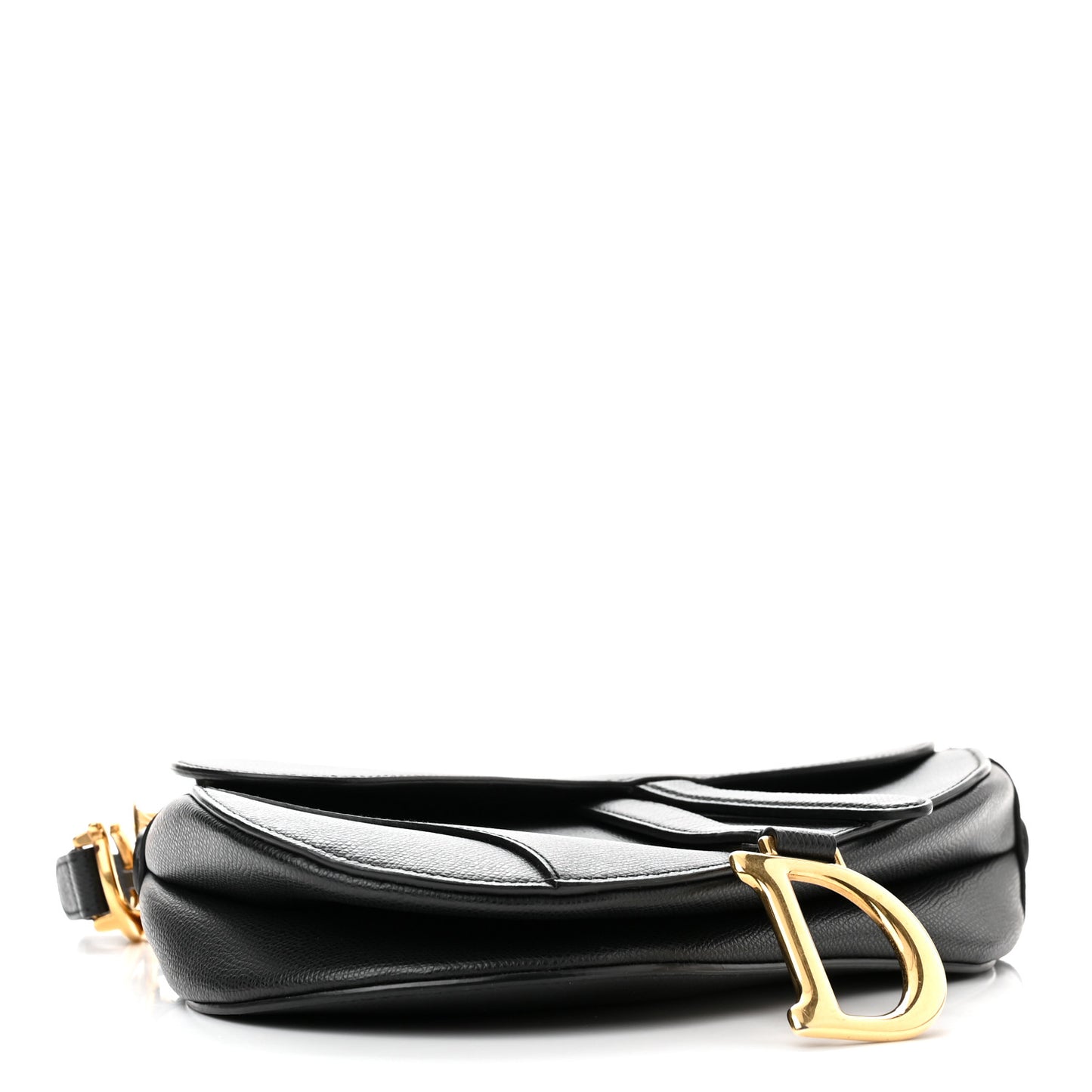 Grained Calfskin Saddle Bag Black