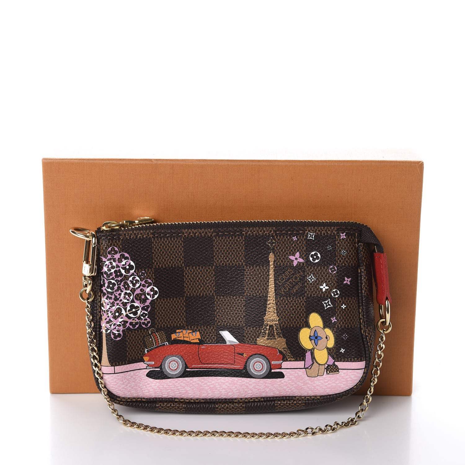 Louis Vuitton Damier Ebene 2019 Christmas Animation Mini Pochette Accessories Red 9 of 9