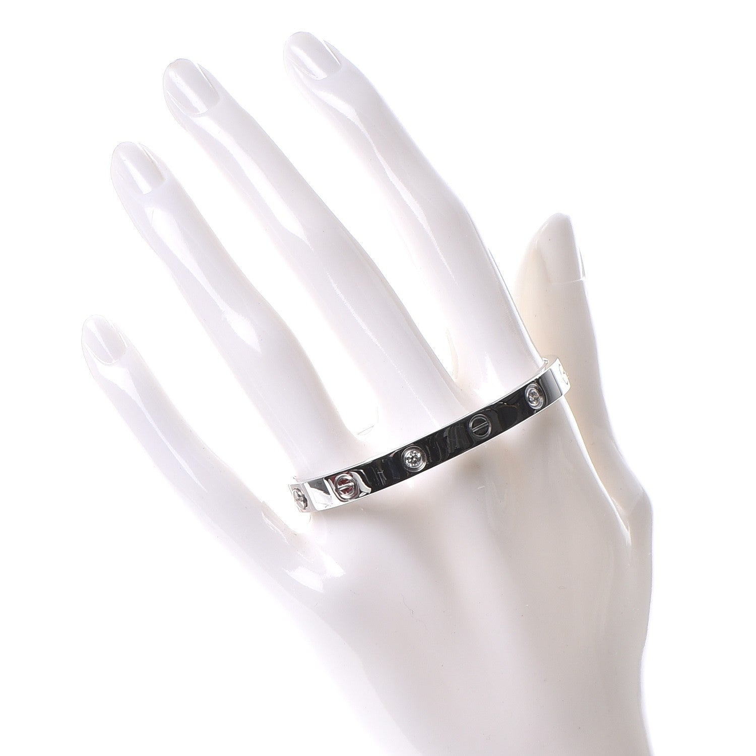 Cartier 18K White Gold 4 Diamond LOVE Bracelet 16 2 of 10