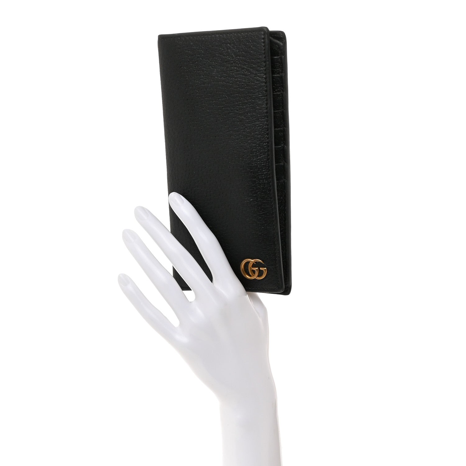 Gucci Calfskin Boar Effect GG Marmont Long Wallet Black 2 of 8