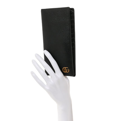 Gucci Calfskin Boar Effect GG Marmont Long Wallet Black 2 of 8
