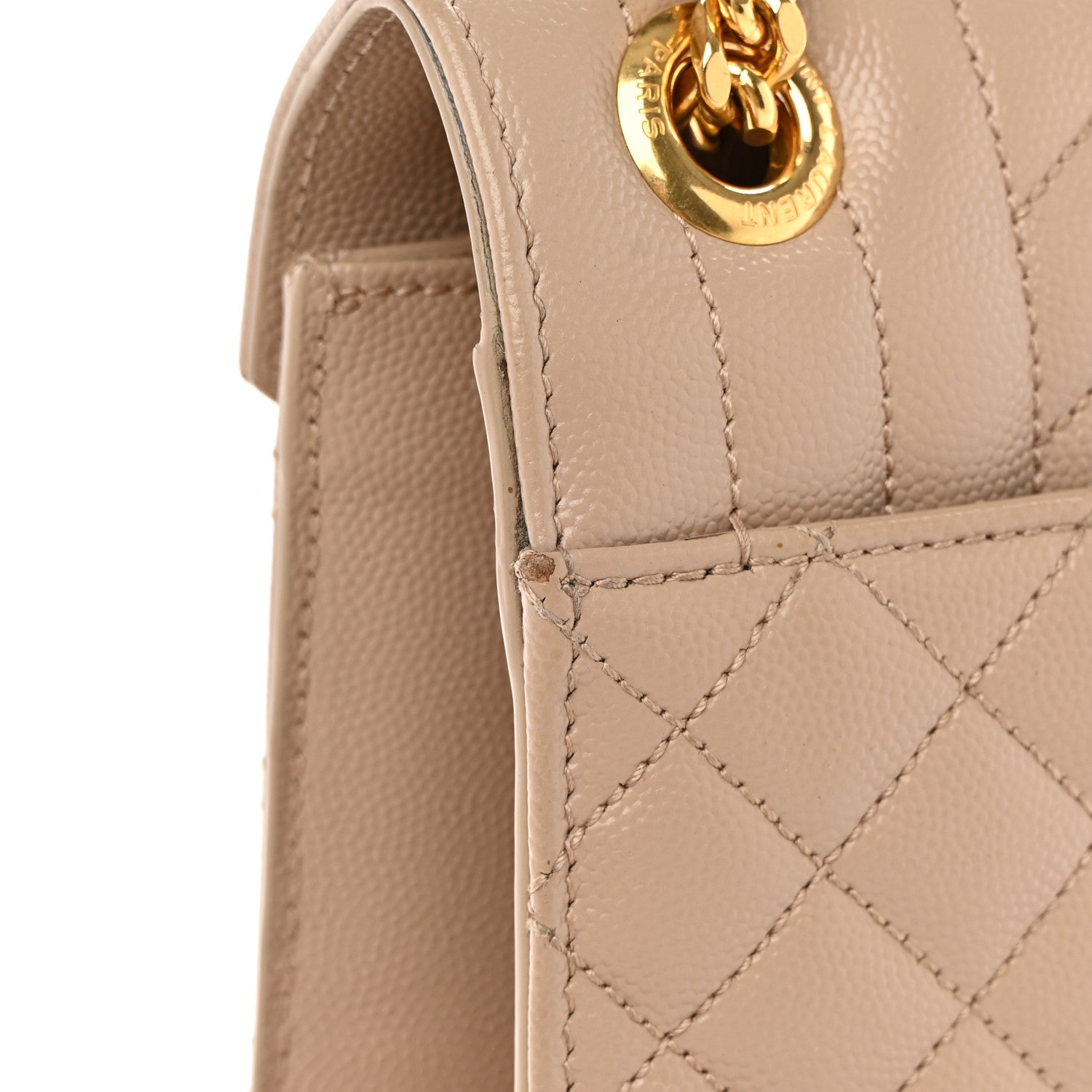 Saint Laurent Grain De Poudre Mixed Matelasse Large Triquilt Monogram Satchel Dark Beige 19 of 25