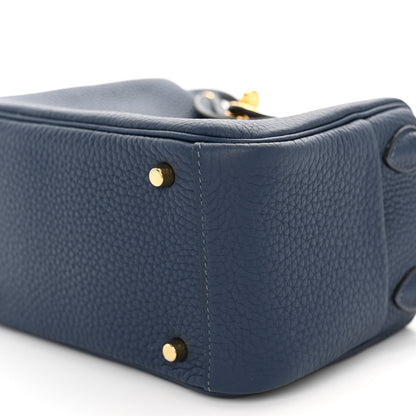 Hermes Taurillon Clemence Mini Lindy 20 Bleu Saphir 9 of 9