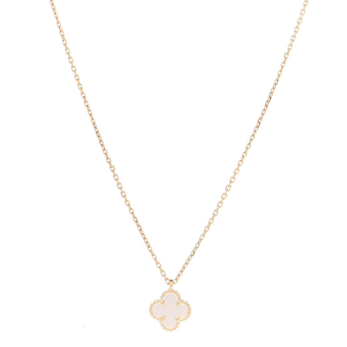 18K Yellow Gold Mother of Pearl Sweet Alhambra Pendant Necklace