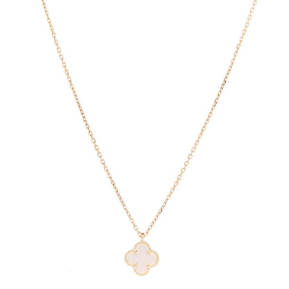 Van Cleef & Arpels 18K Yellow Gold Mother of Pearl Sweet Alhambra Pendant Necklace 1 of 6