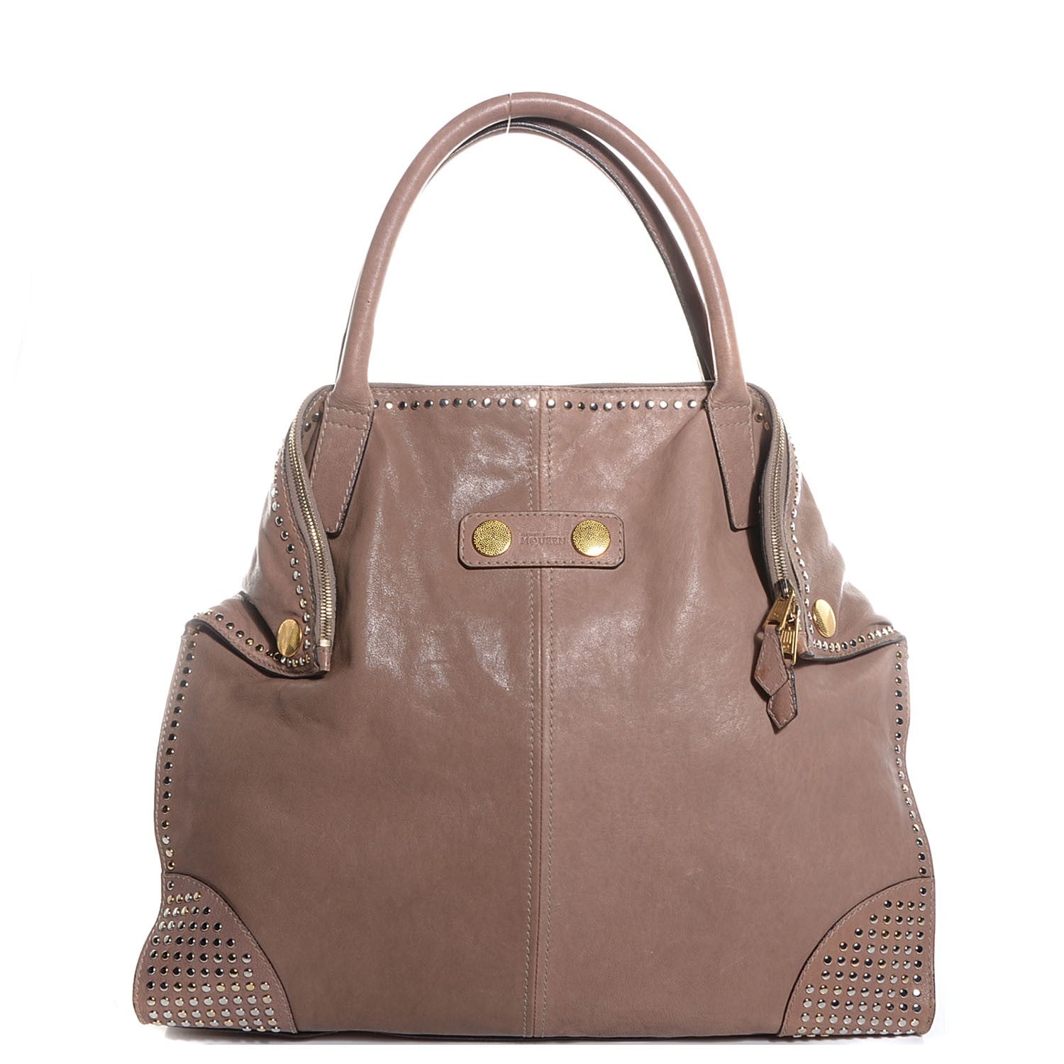 Alexander McQueen Leather Studded Large De Manta Tote Turtle Dove 1 of 8