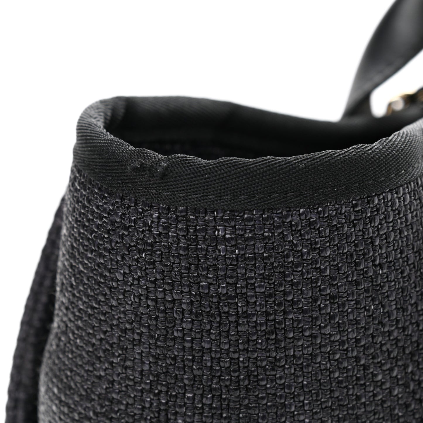 Woven Straw Raffia Medium Deauville Tote Black