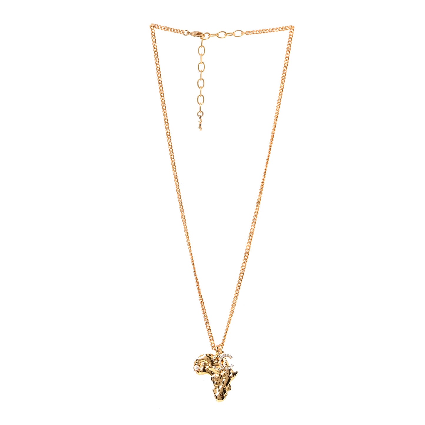 Crystal Pearl CC Africa Pendant Necklace Gold White