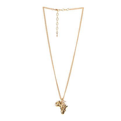 Chanel Crystal Pearl CC Africa Pendant Necklace Gold White 1 of 5