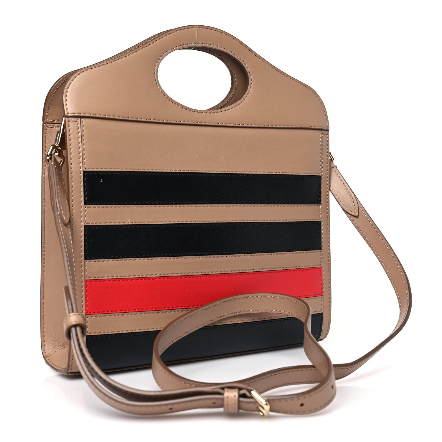 Burberry Smooth Calfskin Striped Mini Pocket Bag Camel 3 of 8