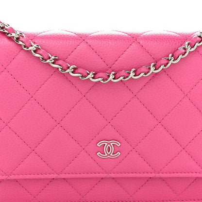 Chanel Caviar Quilted Wallet on Chain WOC Fuchsia 8 of 10