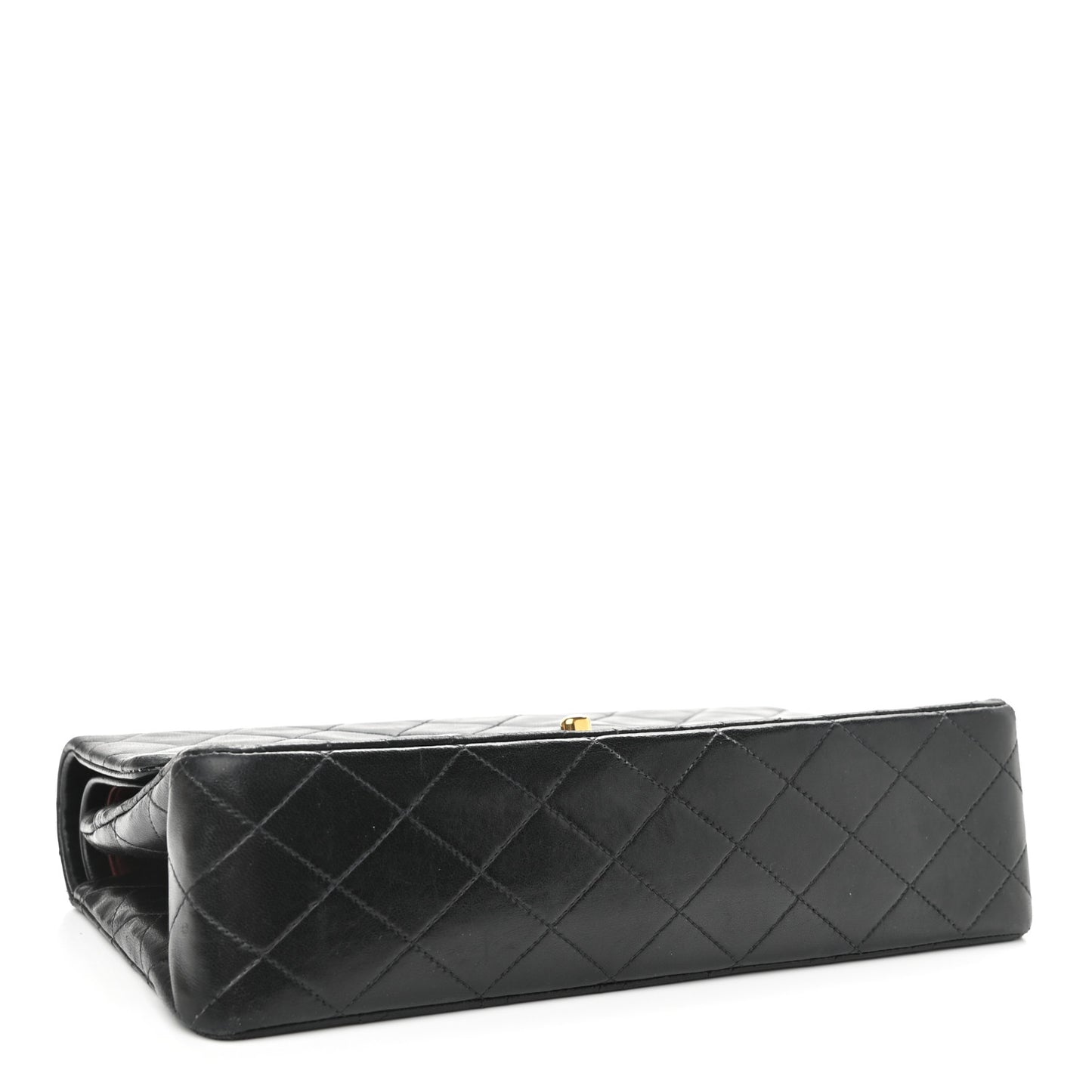 Lambskin Quilted Medium Double Flap Black