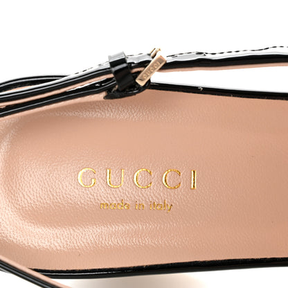 Gucci Vernice Crystal Horsebit Lady Slingback Pumps 37 Black 8 of 10