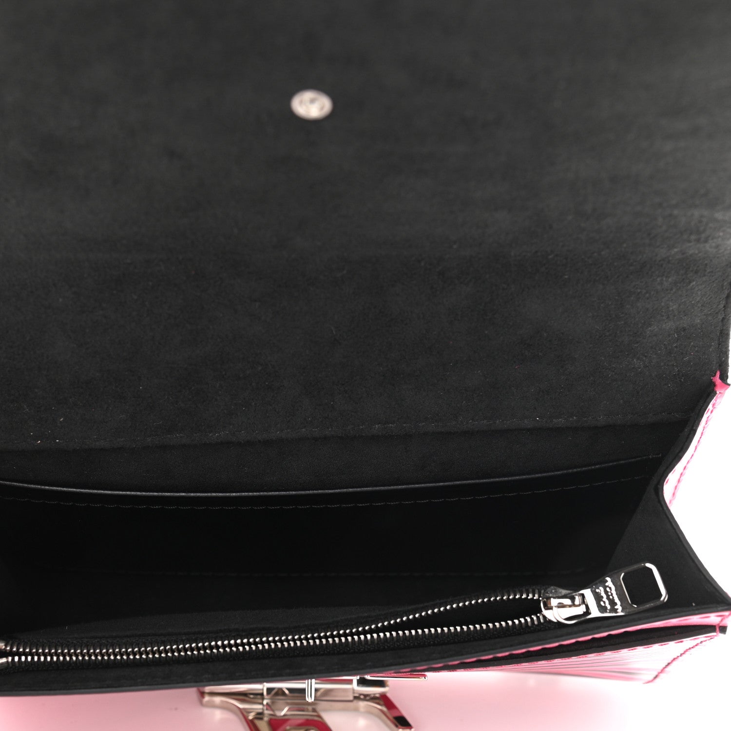 Louis Vuitton Calfskin Embossed Chain Louise MM Fuchsia Black 7 of 12