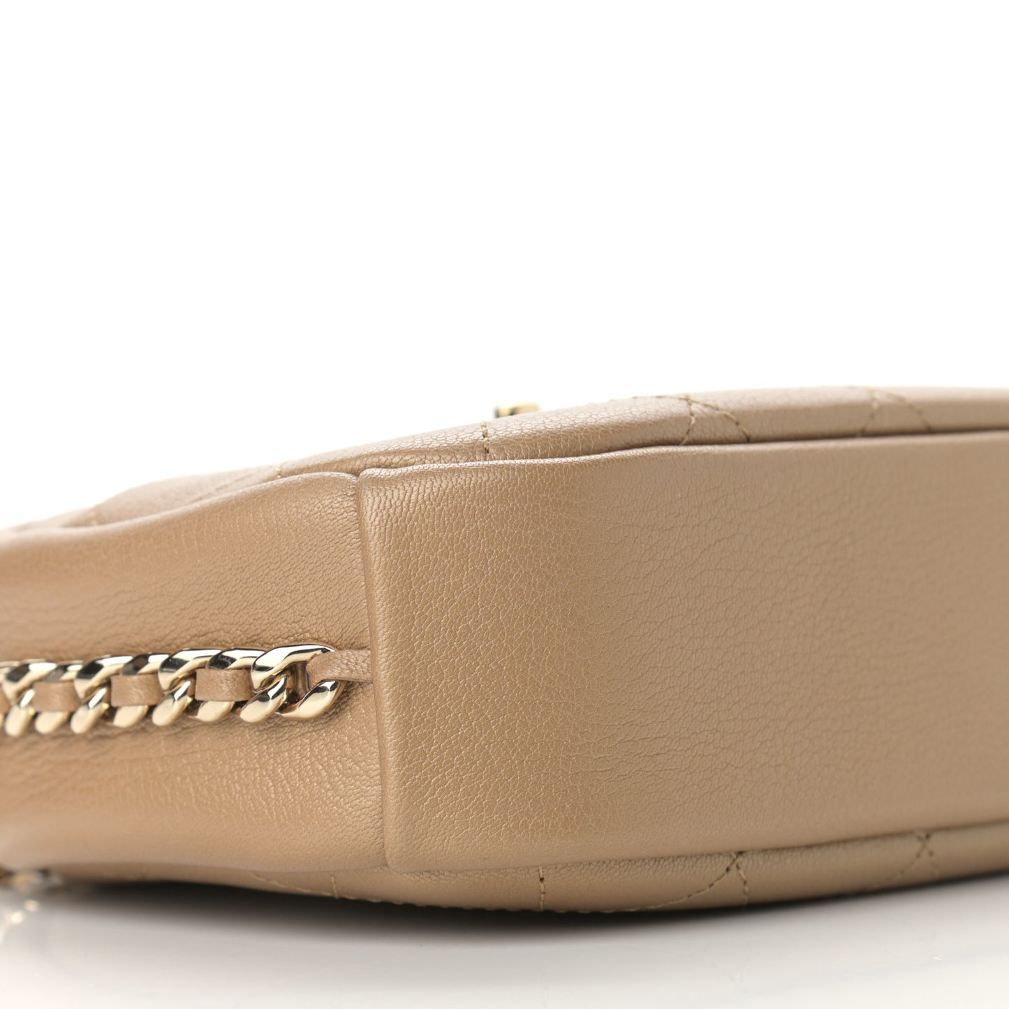 Goatskin Quilted Small Casual Trip Camera Case Beige