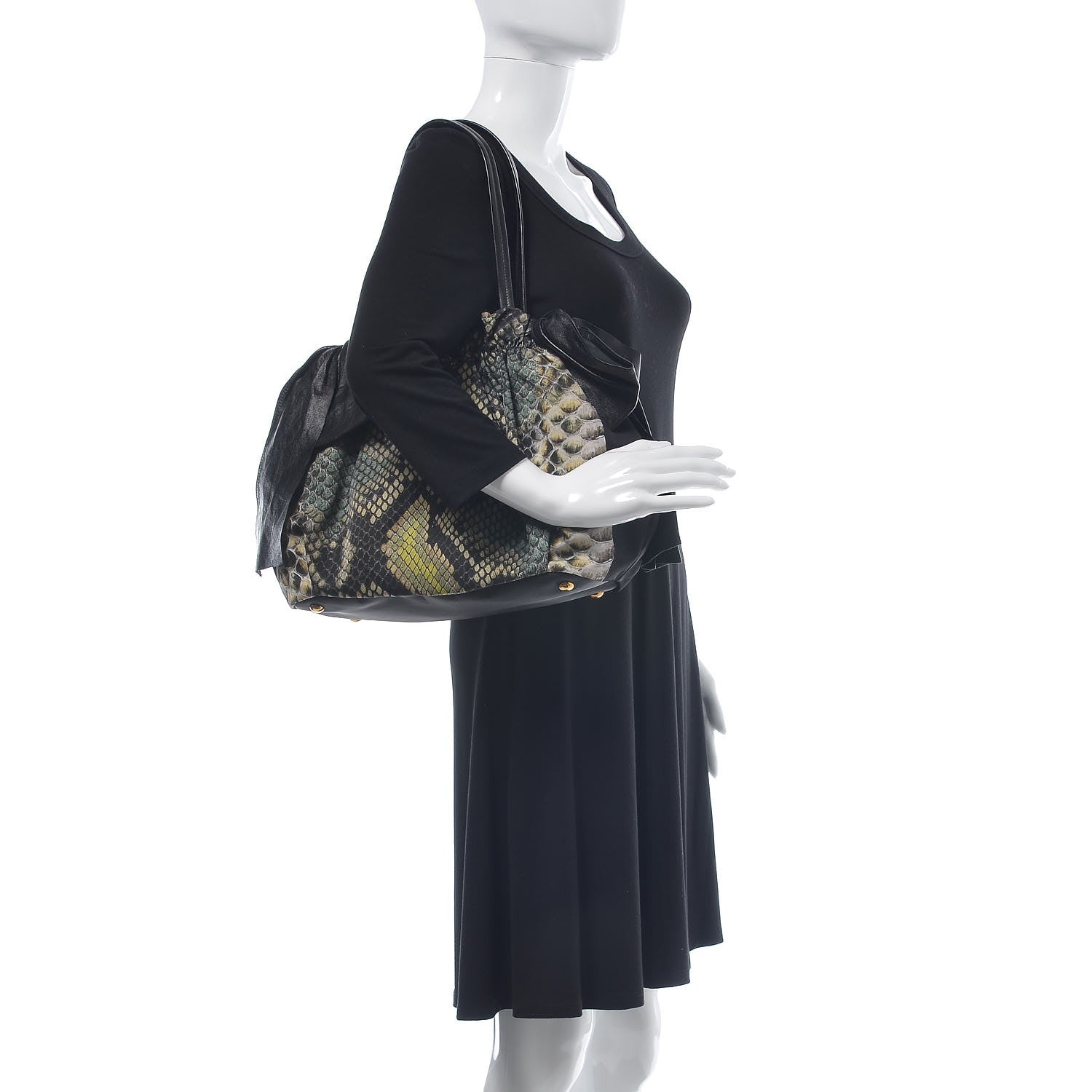 Prada Nylon Python Print Large Bow Bag Verde 2 of 8