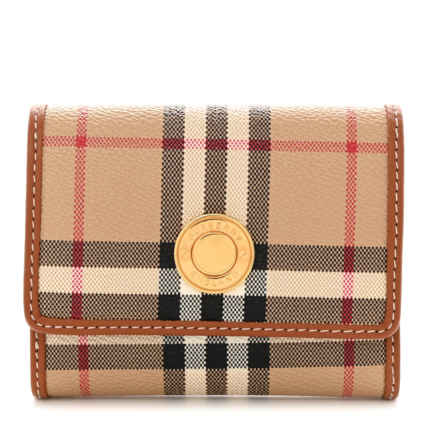 E-Canvas Vintage Check Tri-Fold Wallet Archive Beige