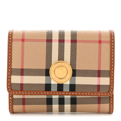 Burberry E-Canvas Vintage Check Tri-Fold Wallet Archive Beige 1 of 9