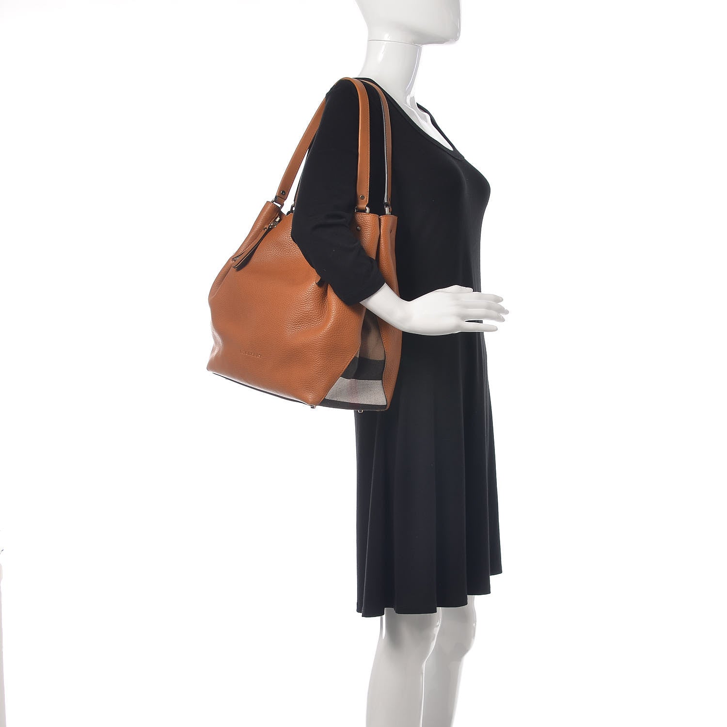 Burberry Brit Calfskin House Check Small Maidstone Saddle Brown 2 of 10