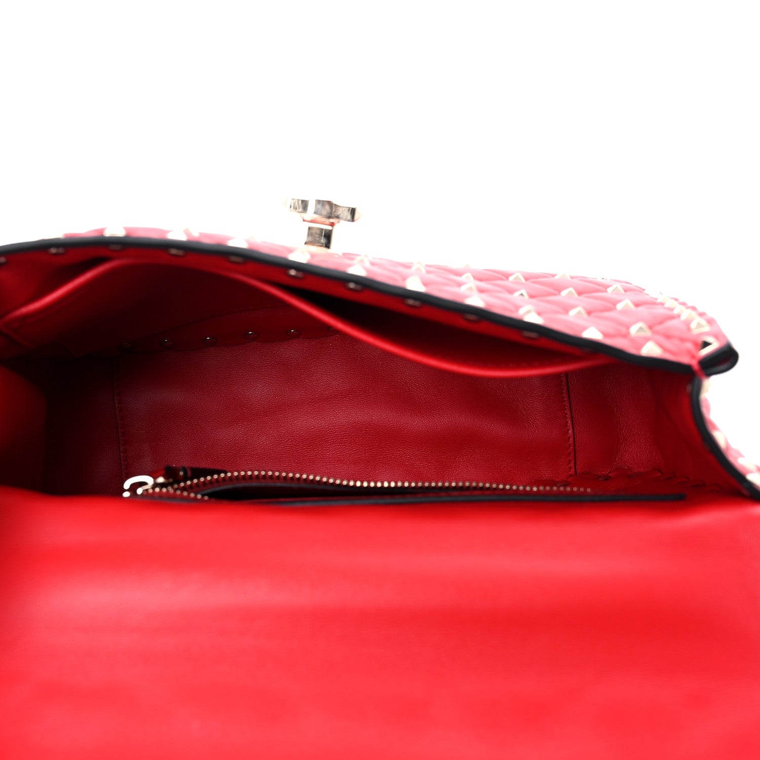 Valentino Garavani Lambskin Medium Rockstud Spike Shoulder Bag Red 5 of 10