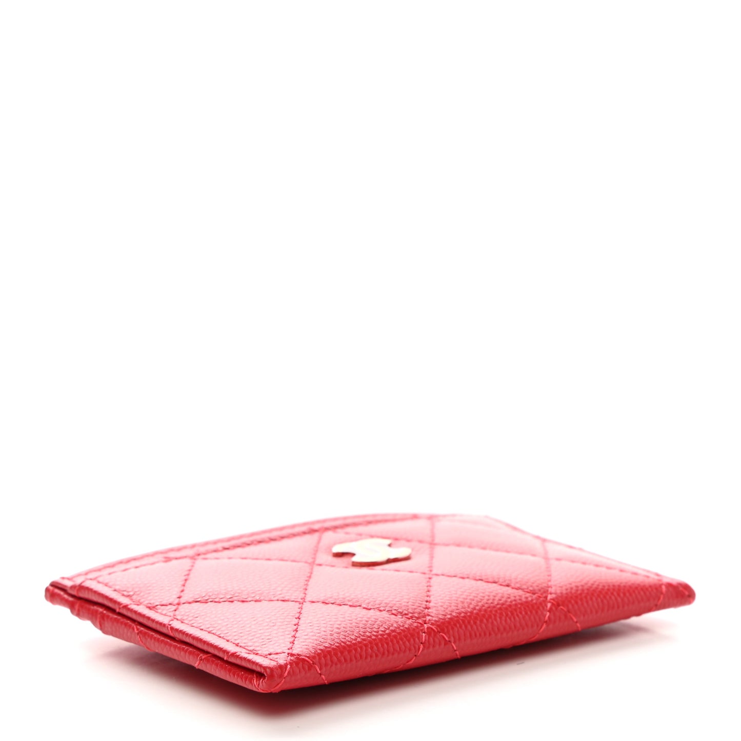 Caviar Quilted Card Holder Red