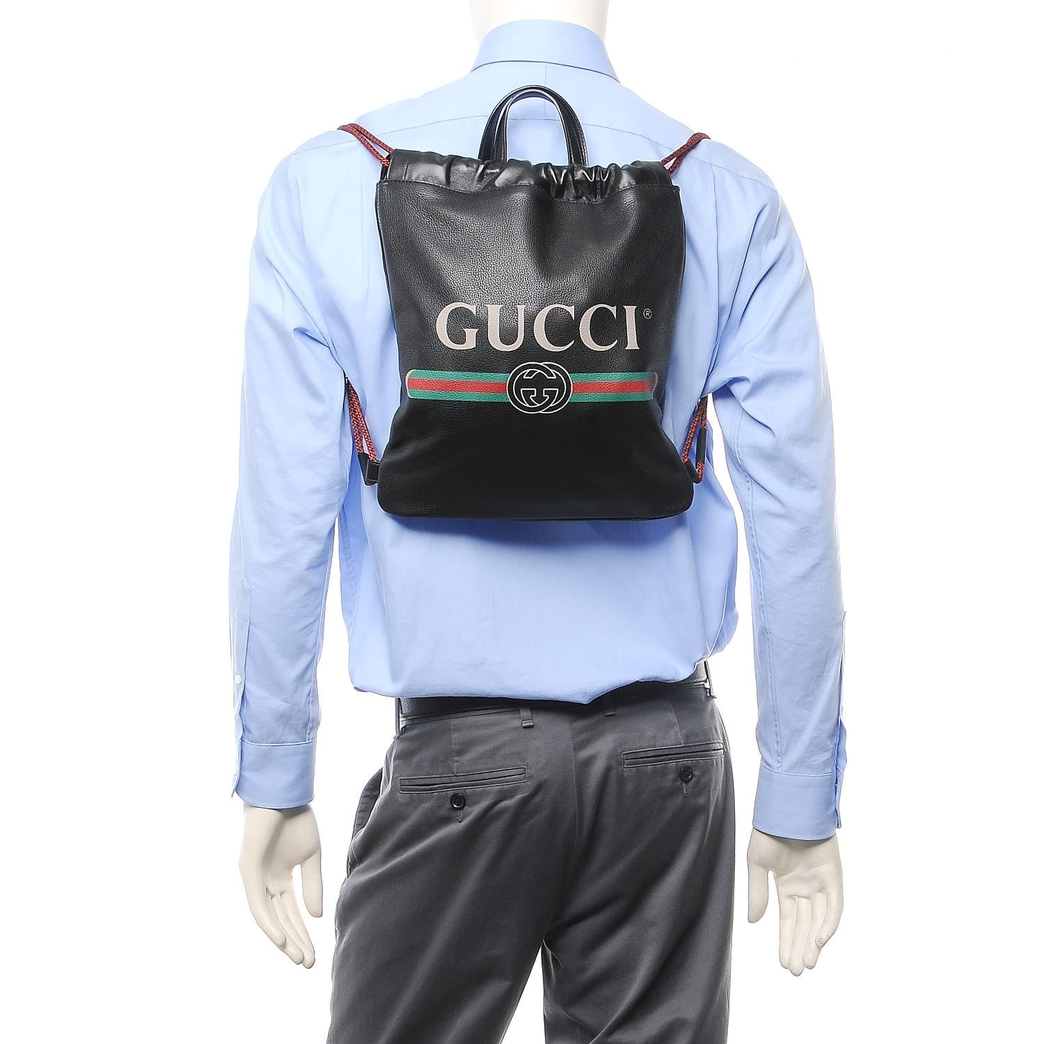 Gucci Calfskin Logo Drawstring Backpack Black 2 of 8