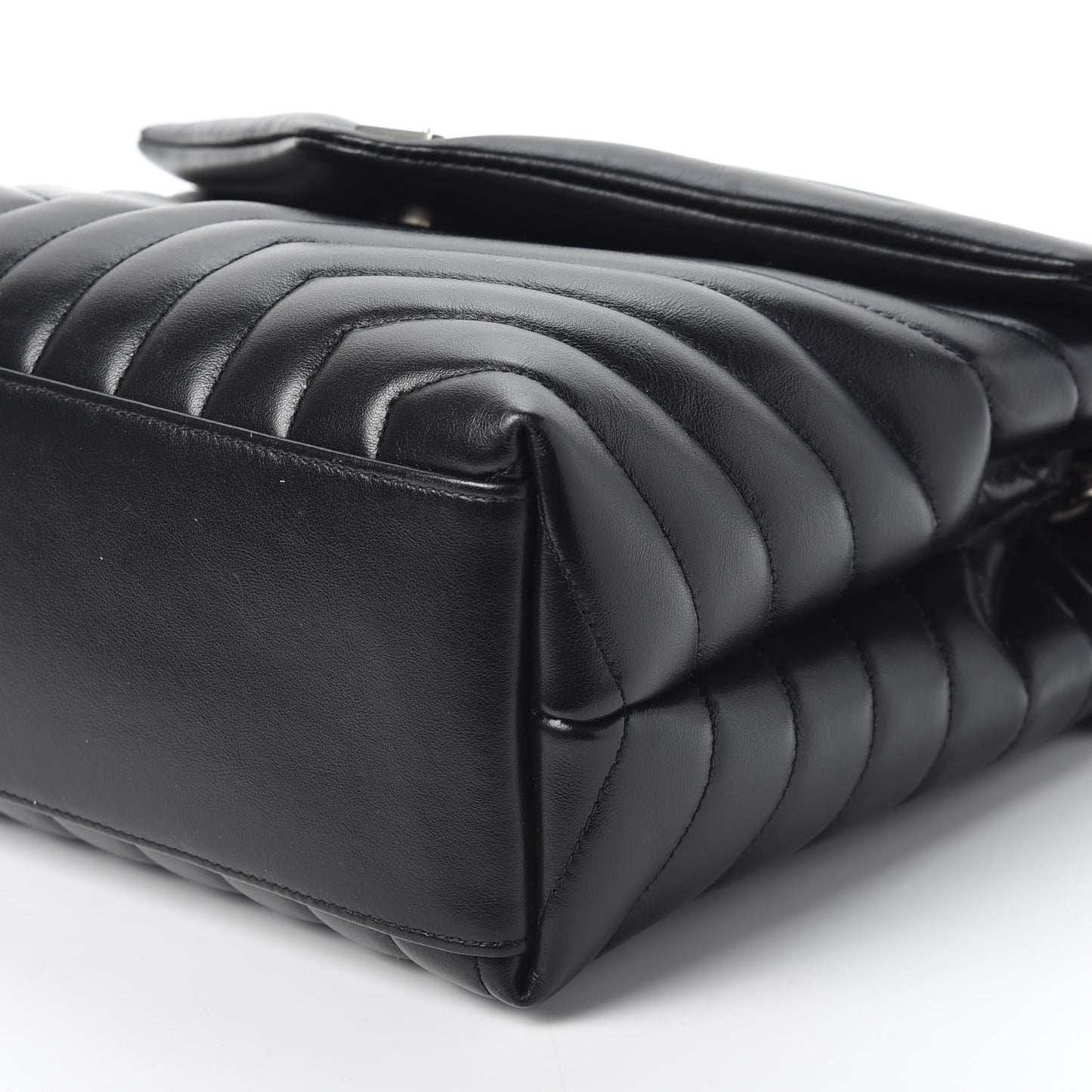 Calfskin Y Quilted Monogram Medium Loulou Chain Satchel Black