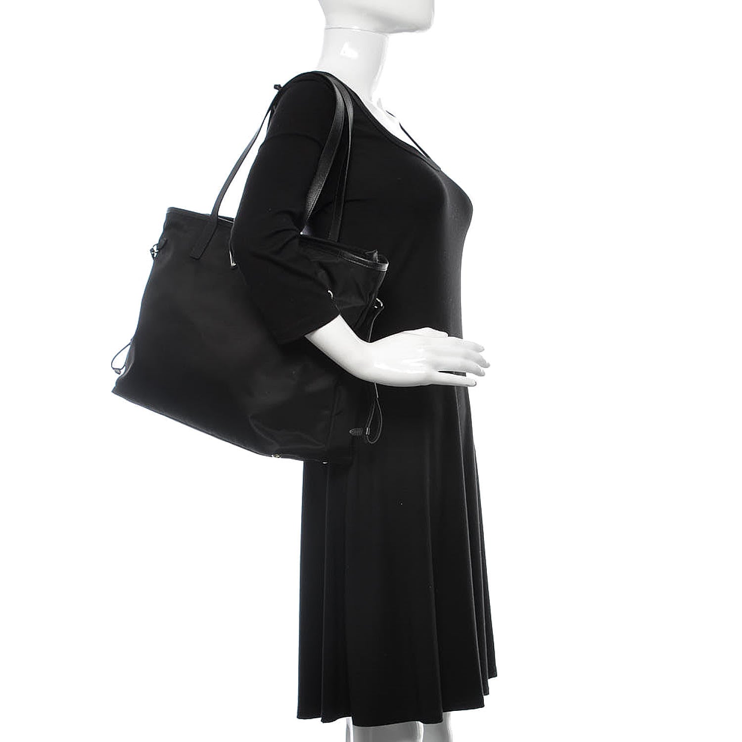 Prada Tessuto Nylon Saffiano Tote Black 2 of 10
