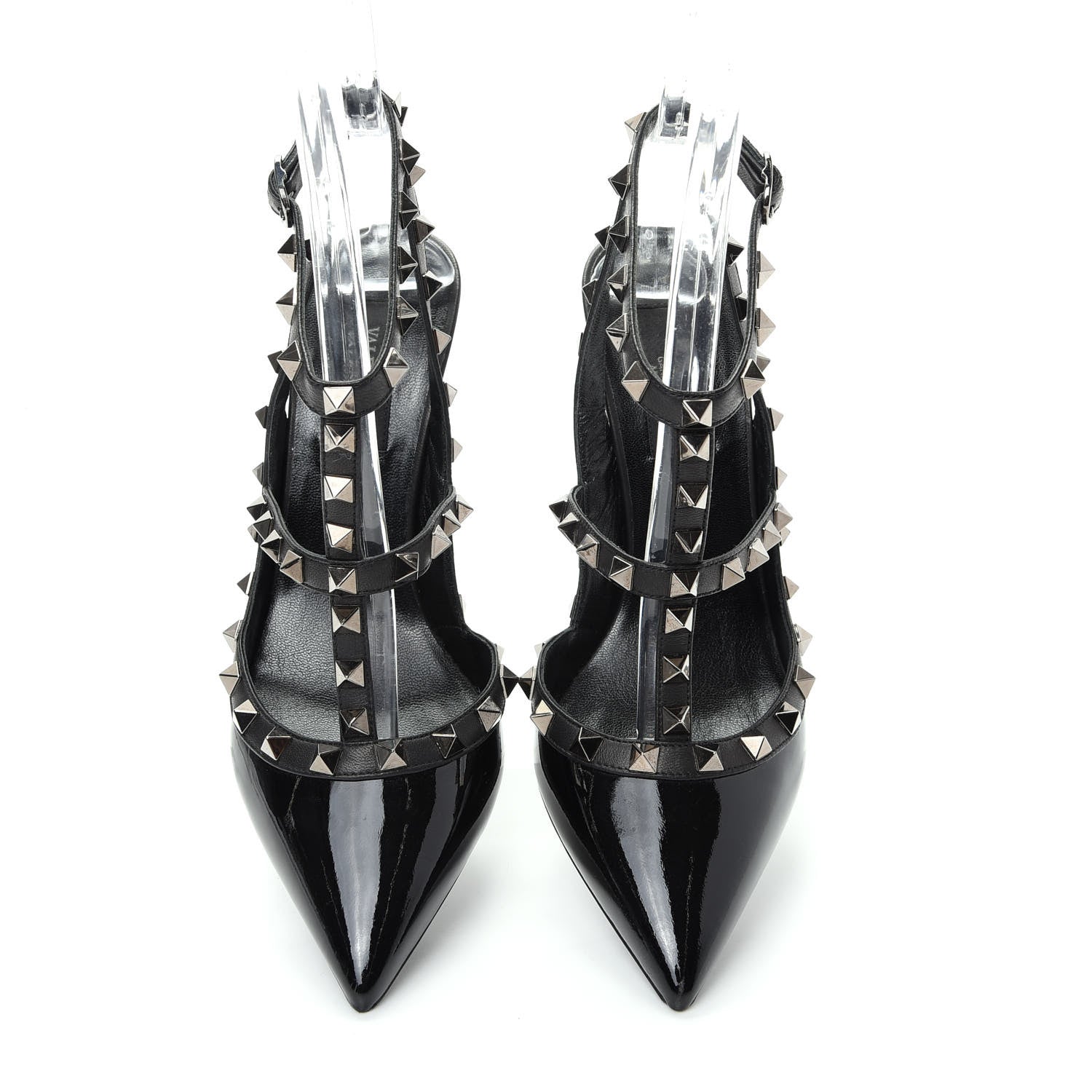 Valentino Garavani Patent Rockstud Ankle Strap Pumps 37 Black 5 of 11