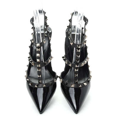 Valentino Garavani Patent Rockstud Ankle Strap Pumps 37 Black 5 of 11