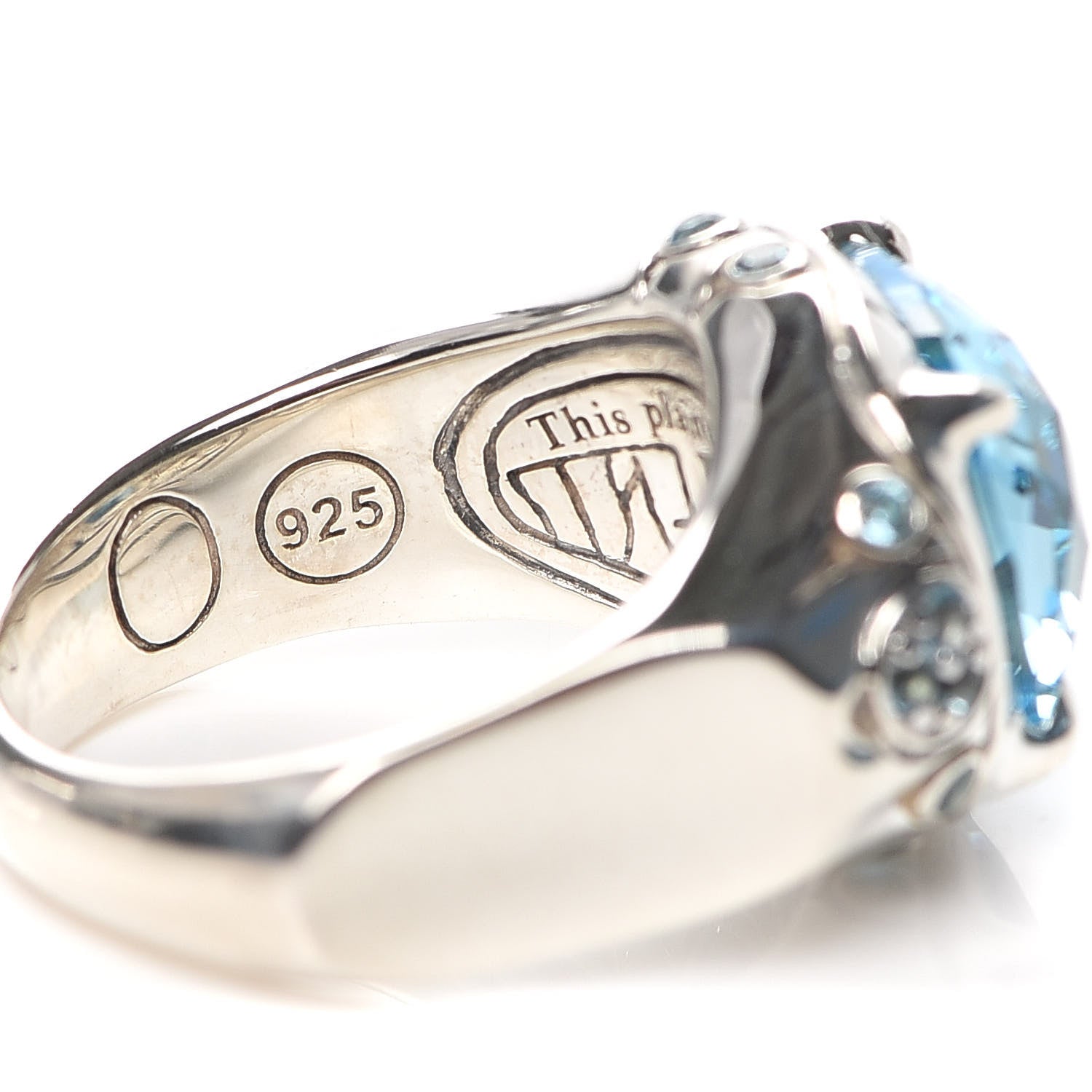 John Hardy Sterling Silver Blue Topaz Bamboo Ring 54 7 5 of 7