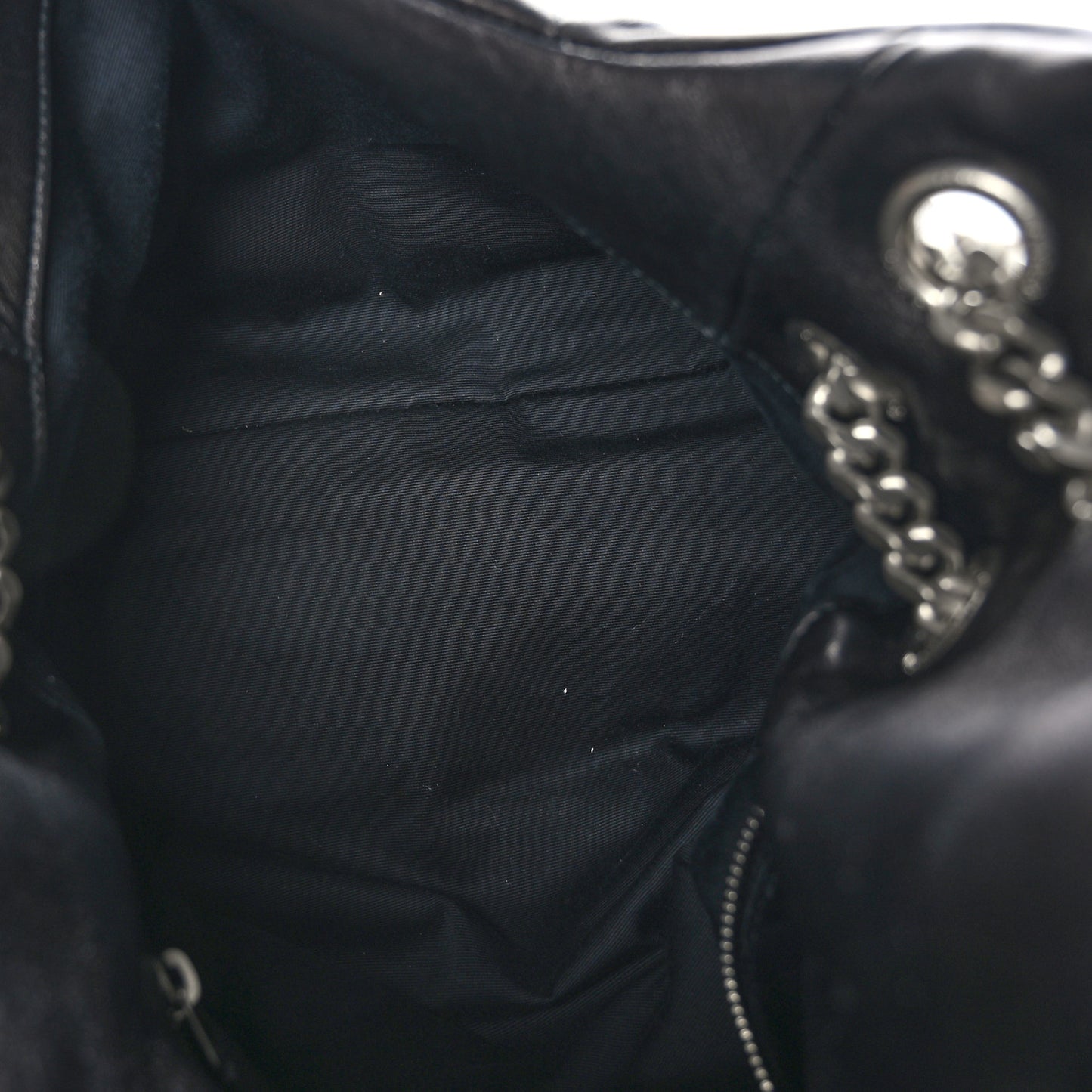Lambskin Quilted Medium Loulou Puffer Monogram Chain Satchel Black